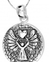 Sterling Silver Guardian Angel Protect Me Wherever I Go and Keep Me From Harm Reversible Pendant Necklace with Angel, 18