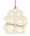 A Christmas gift that says it all. Sculpted in ivory porcelain with the words Friends Forever, this Lenox ornament is a meaningful present to give and receive.