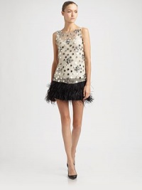 Ostrich feather trim adds old-Hollywood glamour to this shimmering silk mini skirt. Elastic waistbandConcealed hook and zip fastening at backBody: SilkTrim: Ostrich feathersDry cleanMade in USA of imported fabricModel shown is 5'10 (177cm) wearing US size 4. Ostrich feather trim adds old-Hollywood glamour to this shimmering silk mini skirt. Elastic waistbandConcealed hook and zip fastening at backBody: SilkTrim: Ostrich feathersDry cleanMade in USA of imported fabricModel shown is 5'10 (177cm) wearing US size 4.