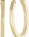 Duragold 14k Yellow Gold Square Tube Oval Hoop Earrings (0.6 Diameter)