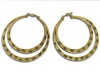 Lucky Brand Antique Gold Double Hoop Etched Stud Earrings JLRU6322