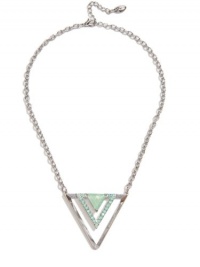 GUESS Silver-Tone and Mint Triangle Necklace, POP COLOR