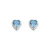 .925 Sterling Silver Rhodium Plated 5mm March Birthstone Heart Bezel CZ Solitaire Basket Stud Earrings for Baby and Children & Women with Screw-back (Aquamarine, Light Blue)