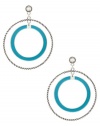 GUESS Blue and Silver-Tone Textured Hoop Earri, POP COLOR