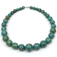 18 Stunning Round Beads Turquoise Howlite Graduated Necklace With Lobster Clasp 18 Stunning Round Beads Turquoise Howlite Graduated Necklace With Lobster Clasp