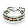 Bling Jewelry Silver Plated Linked Bars Pink and Green Adjustable Friendship Bracelet