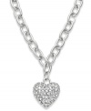 Simply enamored. You'll adore Charter Club's lovely heart pendant with its pave-set crystals and polished silver tone mixed metal setting. Approximate length: 16-1/4 inches + 3-inch extender. Approximate drop: 1 inch. Item comes packaged in a signature gift box.