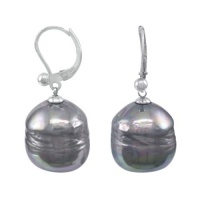 Majorica 12mm Sterling Silver Grey Baroque Pearl Drop Earrings Majorica 12mm Sterling Silver Grey Baroque Pearl Drop Earrings