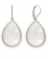 A shimmering sensation. Delicate drops feature bezel-set Mother of Pearl (25 mm x 18 mm) in a smooth sterling silver setting. Earrings feature a leverback clasp. Approximate drop: 3/4 inch.