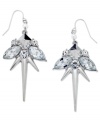 Sharp and chic. This pair of drop earrings from GUESS is crafted from silver-tone mixed metal with glass pearls and crystal stones adding a stylish touch. Approximate drop: 2-3/4 inches. Approximate diameter: 1-1/2 inches.