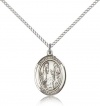 Genuine IceCarats Designer Jewelry Gift Sterling Silver St. Genevieve Pendant 3/4 X 1/2 Inch With 18 Inch Sterling Silver Lite Curb Chain. Made In Usa.