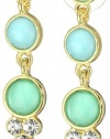 Anne Klein Gold-Tone Teal and Crystal Double Drop Earrings