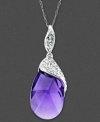 Regally resplendent. Kaleidoscope's stunning statement pendant features a chic, teardrop shape made from purple-and-white-hued crystals (11-1/8 ct. t.w.) with Swarovski elements. Set in sterling silver. Approximate length: 18 inches. Approximate drop: 1-1/2 inches.