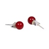 925 Sterling Silver 6mm Natural Italian Red Coral Ball Stud Post Earrings