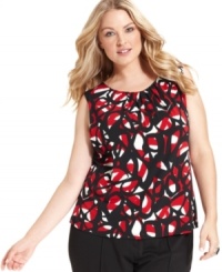 Make a bold move: pair Calvin Klein's plus size geometric-print shell with your favorite blazers and suits for the workweek, then try it with jeans on the weekend! (Clearance) Make a bold move: pair Calvin Klein's plus size geometric-print shell with your favorite blazers and suits for the workweek, then try it with jeans on the weekend! (Clearance)