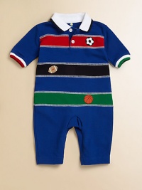 This handsome one-piece is crafted in plush cotton with embroidered baseballs for sporty style.Shirt collarShort sleevesButton frontBottom snapsCottonMachine washImported Please note: Number of buttons and snaps may vary depending on size ordered. This handsome one-piece is crafted in plush cotton with embroidered baseballs for sporty style.Shirt collarShort sleevesButton frontBottom snapsCottonMachine washImported Please note: Number of buttons and snaps may vary depending on size ordered.