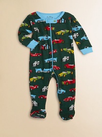 Jalopies, roadsters and racers in bright colors zoom all over this cozy cotton footie for your little speed demon.Ribbed crewneckSnap neck tabFront and leg zipperLong sleeves with contrast ribbed cuffsFeet with non-slip dots on solesCottonMachine washImported Jalopies, roadsters and racers in bright colors zoom all over this cozy cotton footie for your little speed demon.Ribbed crewneckSnap neck tabFront and leg zipperLong sleeves with contrast ribbed cuffsFeet with non-slip dots on solesCottonMachine washImported
