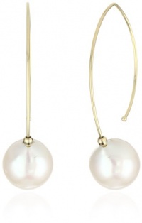 Mizuki 14k Gold White Seed Pearl Marquis Baby Hoop Earrings