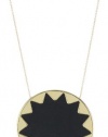 House of Harlow 1960 Black Leather Large Sunburst Pendant Necklace