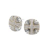925 Silver & Diamond Round Cross Earrings with 18k Gold Accents (1.07ctw)