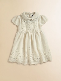 A cozy dress is crafted entirely from soft cashmere yarns, cable-knit and finished with delicate pointelle patterns for a handcrafted heritage look.Peter Pan collarCap sleevesBack buttonsPointelle knit bodice and hemA-line silhouetteCashmereDry cleanImported Please note: Number of buttons/snaps may vary depending on size ordered. A cozy dress is crafted entirely from soft cashmere yarns, cable-knit and finished with delicate pointelle patterns for a handcrafted heritage look.Peter Pan collarCap sleevesBack buttonsPointelle knit bodice and hemA-line silhouetteCashmereDry cleanImported Please note: Number of buttons/snaps may vary depending on size ordered.