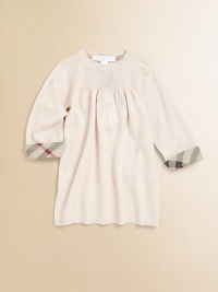 Rendered in a luxe cashmere and cotton blend with a gathered bodice and classic check cuffs.CrewneckLong sleeves with check cuffsShoulder buttonsGathered bodice50% cashmere/50% cottonMachine washImported Please note: Number of buttons may vary depending on size ordered. Rendered in a luxe cashmere and cotton blend with a gathered bodice and classic check cuffs.CrewneckLong sleeves with check cuffsShoulder buttonsGathered bodice50% cashmere/50% cottonMachine washImported Please note: Number of buttons may vary depending on size ordered.