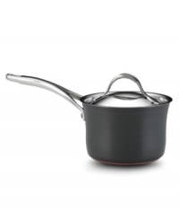It all boils down to this! The Anolon Nouvelle saucepan delivers expert-grade results with layer upon layer of premium cooking material: ultra-reactive copper is encapsulated by two layers of aluminum and finished with an impact-bonded stainless steel cap. Limited lifetime warranty. It all boils down to this! The Anolon Nouvelle saucepan delivers expert-grade results with layer upon layer of premium cooking material: ultra-reactive copper is encapsulated by two layers of aluminum and finished with an impact-bonded stainless steel cap. Limited lifetime warranty.