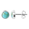 AAES033 Sterling Silver 6mm Round Reconstituted Turquoise Back Post Stud Earrings