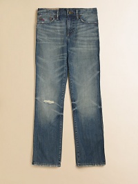 Vintage slim-fitting denim are perfect for back-to-school cool in a classic wash and a worn-in look.Front button closureWaistband with belt loopsZip flyFive-pocket styleCottonMachine washImported Vintage slim-fitting denim are perfect for back-to-school cool in a classic wash and a worn-in look.Front button closureWaistband with belt loopsZip flyFive-pocket styleCottonMachine washImported