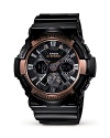 G-Shock Black and Rose Gold Wide Face Watch, 55mm