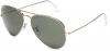 Ray-Ban RB3025 Aviator Large Metal Sunglasses 62 mm, Non-Polarized, Arista Gold/Crystal Green Lens
