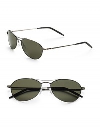 Look sleek with these polished double-bridge frames. Available in black chrome with G-15 polarized lens. Metal frames 100% UV protection Imported Look sleek with these polished double-bridge frames. Available in black chrome with G-15 polarized lens. Metal frames 100% UV protection Imported