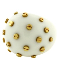 A work in progress. The rough screw stud design on Vince Camuto's chic dome ring give it the appearance of a polished rough draft. Crafted in cream resin and gold-plated mixed metal. Approximate design size: 1 inch. Size 7. A work in progress. The rough screw stud design on Vince Camuto's chic dome ring give it the appearance of a polished rough draft. Crafted in cream resin and gold-plated mixed metal. Approximate design size: 1 inch. Size 7.