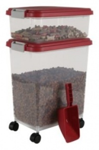 IRIS Airtight Pet Food Container Combo Kit, Garnet Red/Gray IRIS Airtight Pet Food Container Combo Kit, Garnet Red/Gray