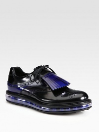 Tri-colored spazzolato leather lace-up with an attached kiltie, enhanced with a transparent cushioned sole for the ultimate experience in comfort and style.Leather upperLeather liningRubber soleMade in Italy Tri-colored spazzolato leather lace-up with an attached kiltie, enhanced with a transparent cushioned sole for the ultimate experience in comfort and style.Leather upperLeather liningRubber soleMade in Italy