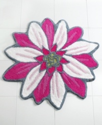 Once upon a bloom. Petals shaped in pink and gray cotton make Disney's Princesses bath rug a delightful addition to your little one's bath. A non-slip back prevents trips and spills. Once upon a bloom. Petals shaped in pink and gray cotton make Disney's Princesses bath rug a delightful addition to your little one's bath. A non-slip back prevents trips and spills.