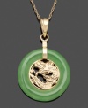 Inspired by elegant Asian influences, this beautiful circle pendant features a jade ring (14 mm) set in 14k gold. Approximate length: 18 inches. Approximate drop: 1 inch.