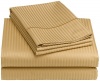 Renaissance Collection 600-Thread-Count Woven Cotton Stripe King Sheet Set, Cafe