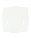 An elegant white-on-white pattern, embossed vine motif and interior glaze adorn this accented plate from Lenox dinnerware. The dishes from the Opal Innocence Carved square plates collection get your table set for refined dining every day.