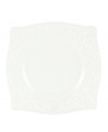 An elegant white-on-white pattern, embossed vine motif and interior glaze adorn this accented plate from Lenox dinnerware. The dishes from the Opal Innocence Carved square plates collection get your table set for refined dining every day.