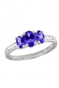 Effy Jewlery 14K White Gold Tanzanite & Diamond Ring, 1.09 TCW Ring size 7