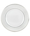 A sweet lace pattern combines with platinum borders to add graceful elegance to your tabletop. The classic shape and pristine white shade make this salad plate a timeless addition to any meal. From Lenox's dinnerware and dishes collection.