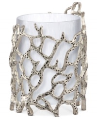 Natural wonder. Organically molded, cast and finished by hand, the Abstract Coral mini hurricane exemplifies Donna Karan's love of elemental textures. Nickel-plated brass echoes the intricate tendrils of undersea creatures in a vase that perfectly suits modern homes. Natural wonder. Organically molded, cast and finished by hand, the Abstract Coral mini hurricane exemplifies Donna Karan's love of elemental textures. Nickel-plated brass echoes the intricate tendrils of undersea creatures in a vase that perfectly suits modern homes.