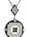 T Tahari Jet and Crystal Pendant Necklace