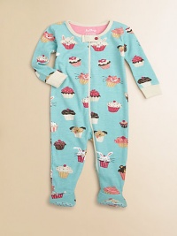 Sweets for the sweet in charming colors and a yummy print to teach her about life's luscious little delights.Ribbed crewneckSnap neck tabFront and leg zipperLong sleeves with contrast ribbed cuffsFeet with non-slip dots on solesCottonMachine washImported Sweets for the sweet in charming colors and a yummy print to teach her about life's luscious little delights.Ribbed crewneckSnap neck tabFront and leg zipperLong sleeves with contrast ribbed cuffsFeet with non-slip dots on solesCottonMachine washImported
