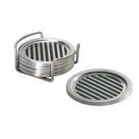 InterDesign Linea Coaster, Brushed Stainless Steel, Set of 4 InterDesign Linea Coaster, Brushed Stainless Steel, Set of 4