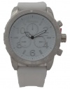 RayNell Color Domination Chronograph-Look XL Men's watch 1518 Look Silver Metal Case White Silicon Rubber Band