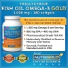 #1 Omega 3 Fish Oil Capsules - Triglyceride Omega-3 GOLD - 1000mg, 180 Softgels (Contains 1400 mg of Omega-3s per Serving) (Pharmaceutical Grade) (1200mg EPA + DHA)