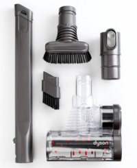 The inside of your car might look clean, but what about all those tight, awkward spaces? This set of attachments maximizes the already incredible power of your Dyson vacuum, thoroughly cleaning every part of your car's interior. The inside of your car might look clean, but what about all those tight, awkward spaces? This set of attachments maximizes the already incredible power of your Dyson vacuum, thoroughly cleaning every part of your car's interior.
