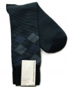 Perry Ellis Men's Luxury Cotton Modal Blend Argyle Stripe Socks, Navy